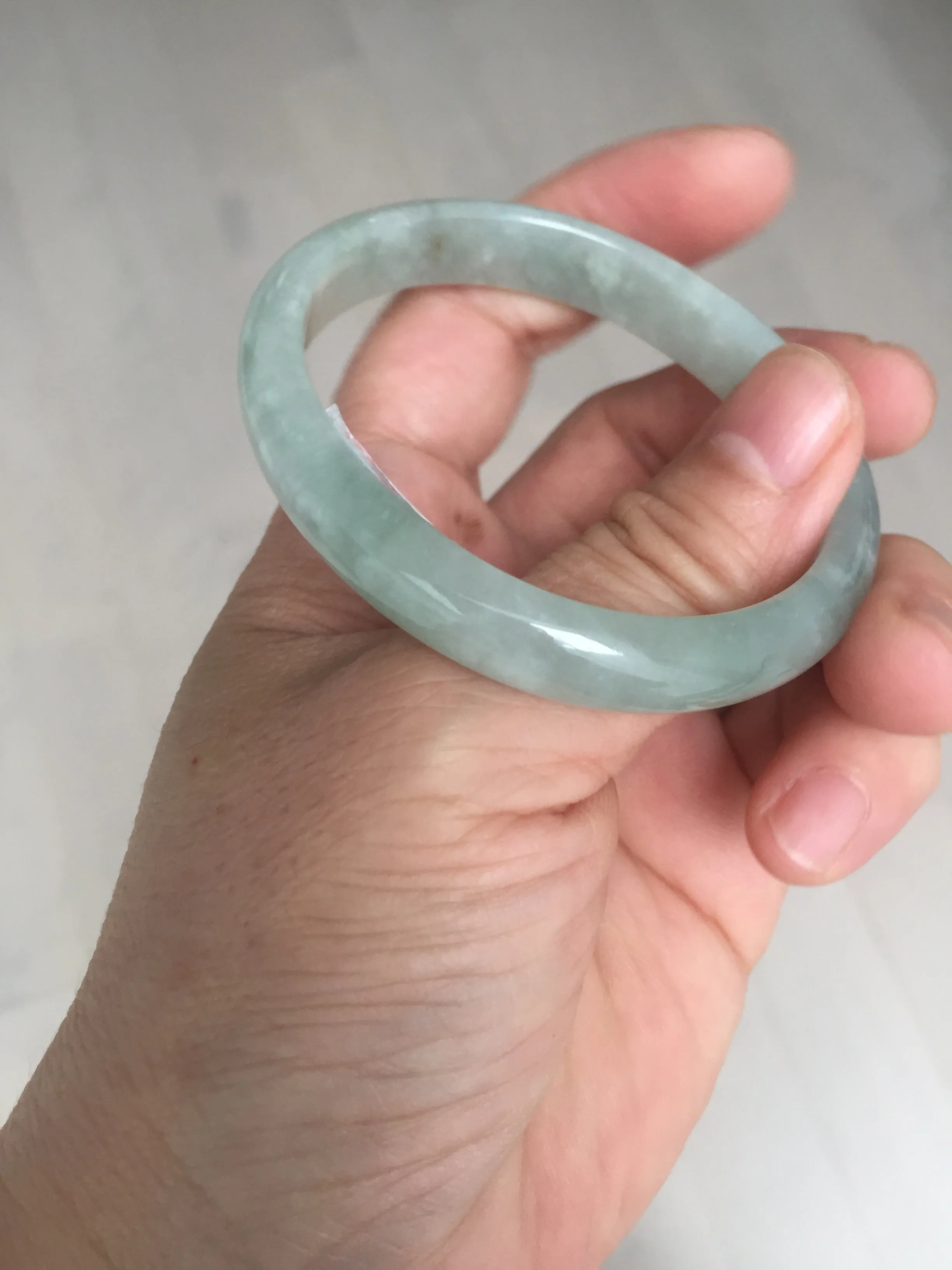 49mm certified Type A 100% Natural icy watery light green oval Jadeite Jade bangle BQ11-3802