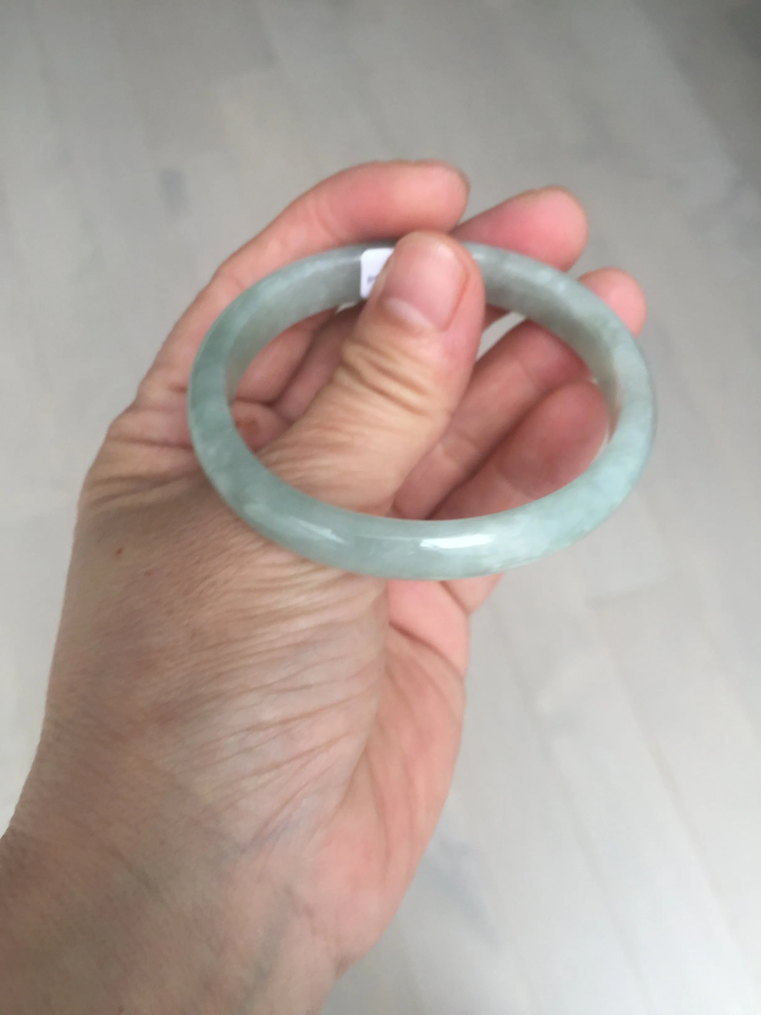 49mm certified Type A 100% Natural icy watery light green oval Jadeite Jade bangle BQ11-3802