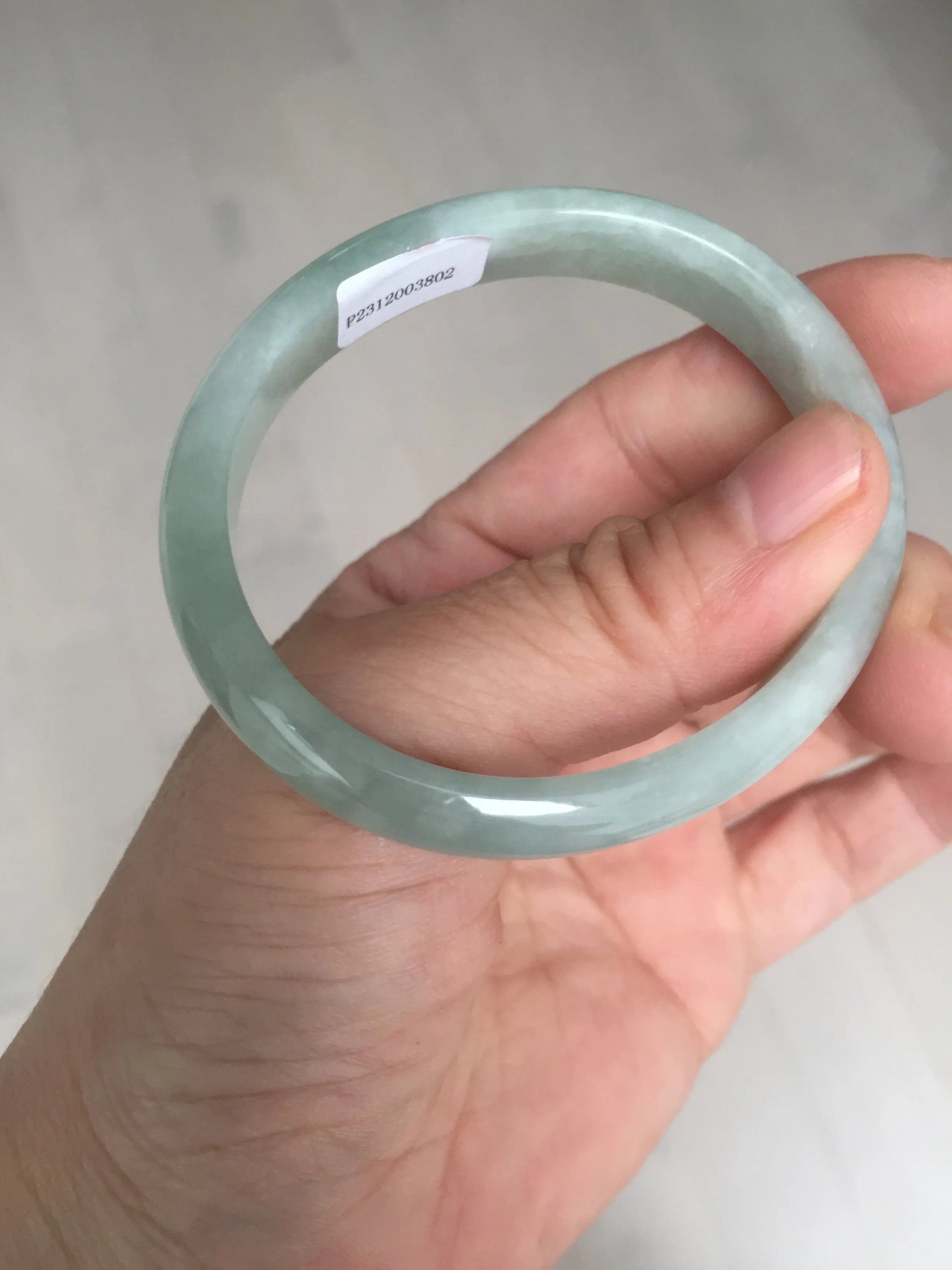 49mm certified Type A 100% Natural icy watery light green oval Jadeite Jade bangle BQ11-3802