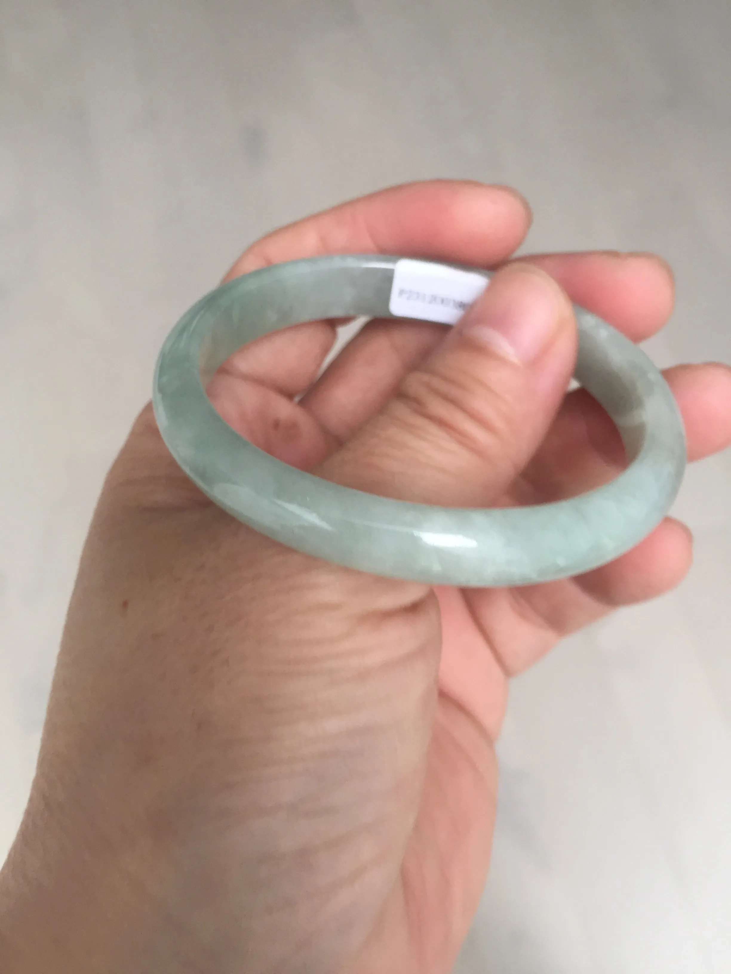 49mm certified Type A 100% Natural icy watery light green oval Jadeite Jade bangle BQ11-3802