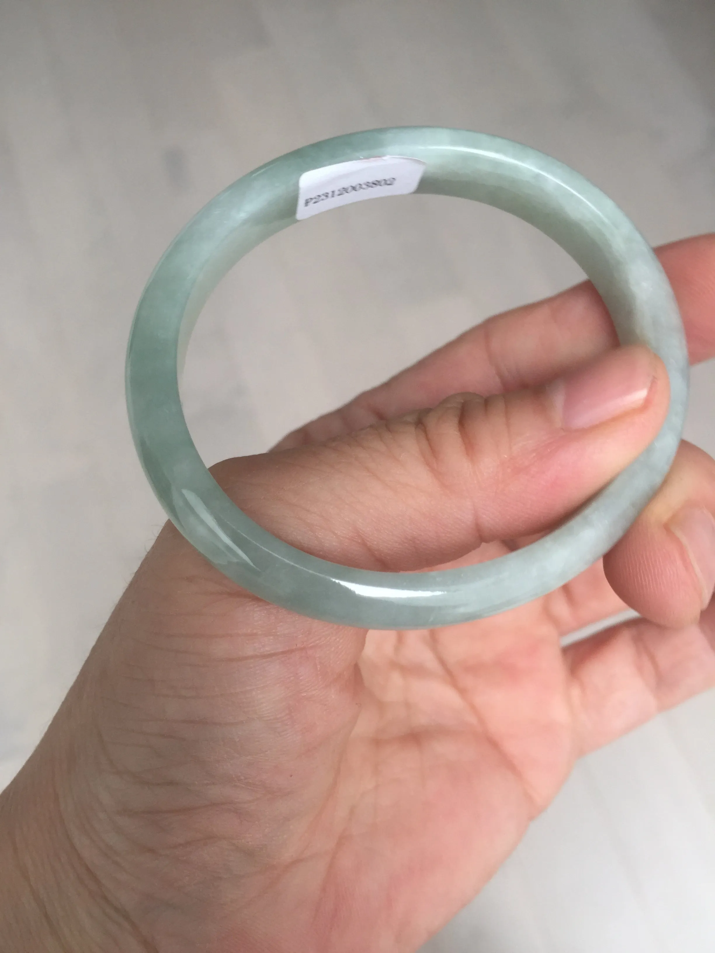 49mm certified Type A 100% Natural icy watery light green oval Jadeite Jade bangle BQ11-3802