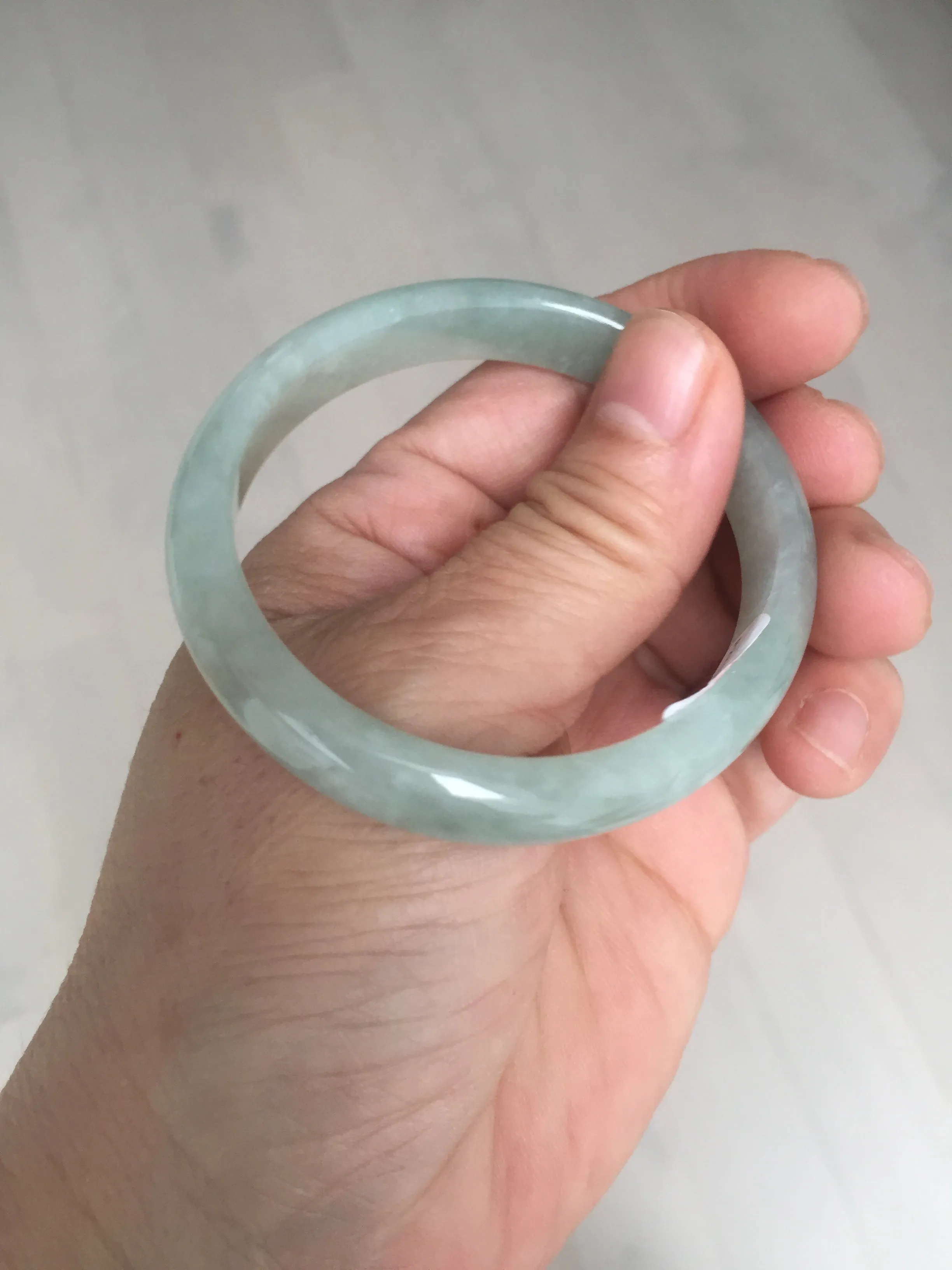 49mm certified Type A 100% Natural icy watery light green oval Jadeite Jade bangle BQ11-3802