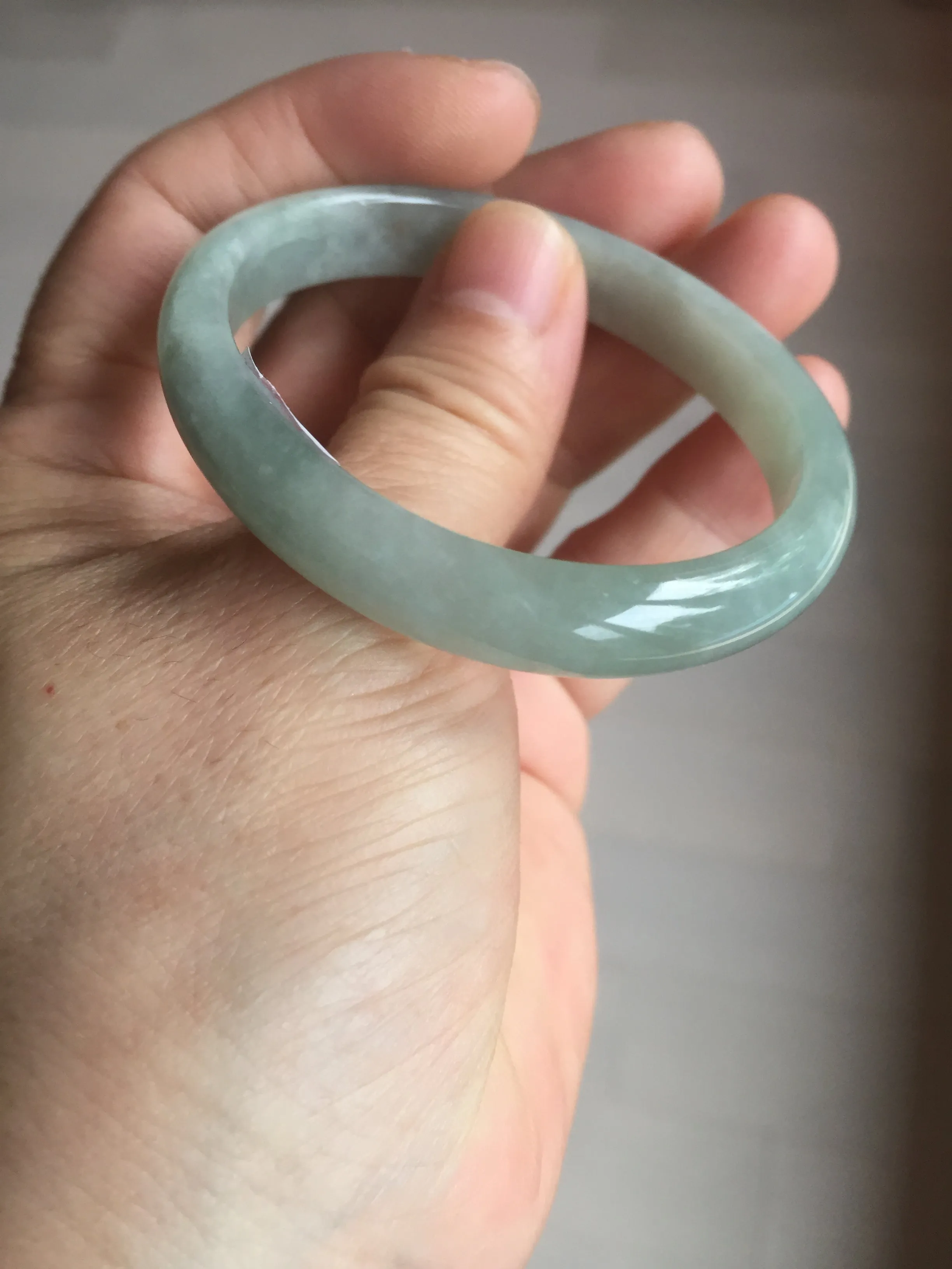 49mm certified Type A 100% Natural icy watery light green oval Jadeite Jade bangle BQ11-3802