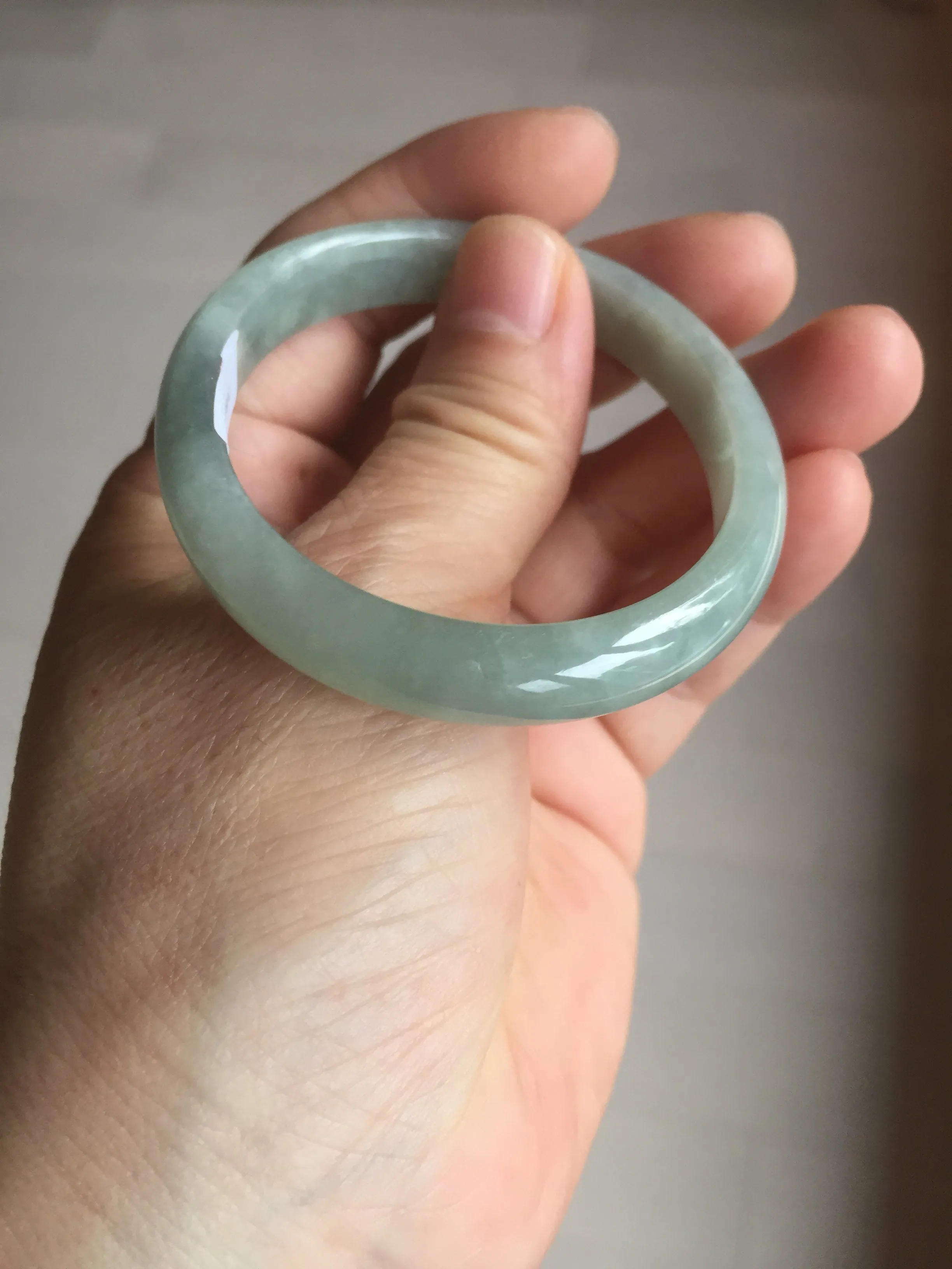 49mm certified Type A 100% Natural icy watery light green oval Jadeite Jade bangle BQ11-3802