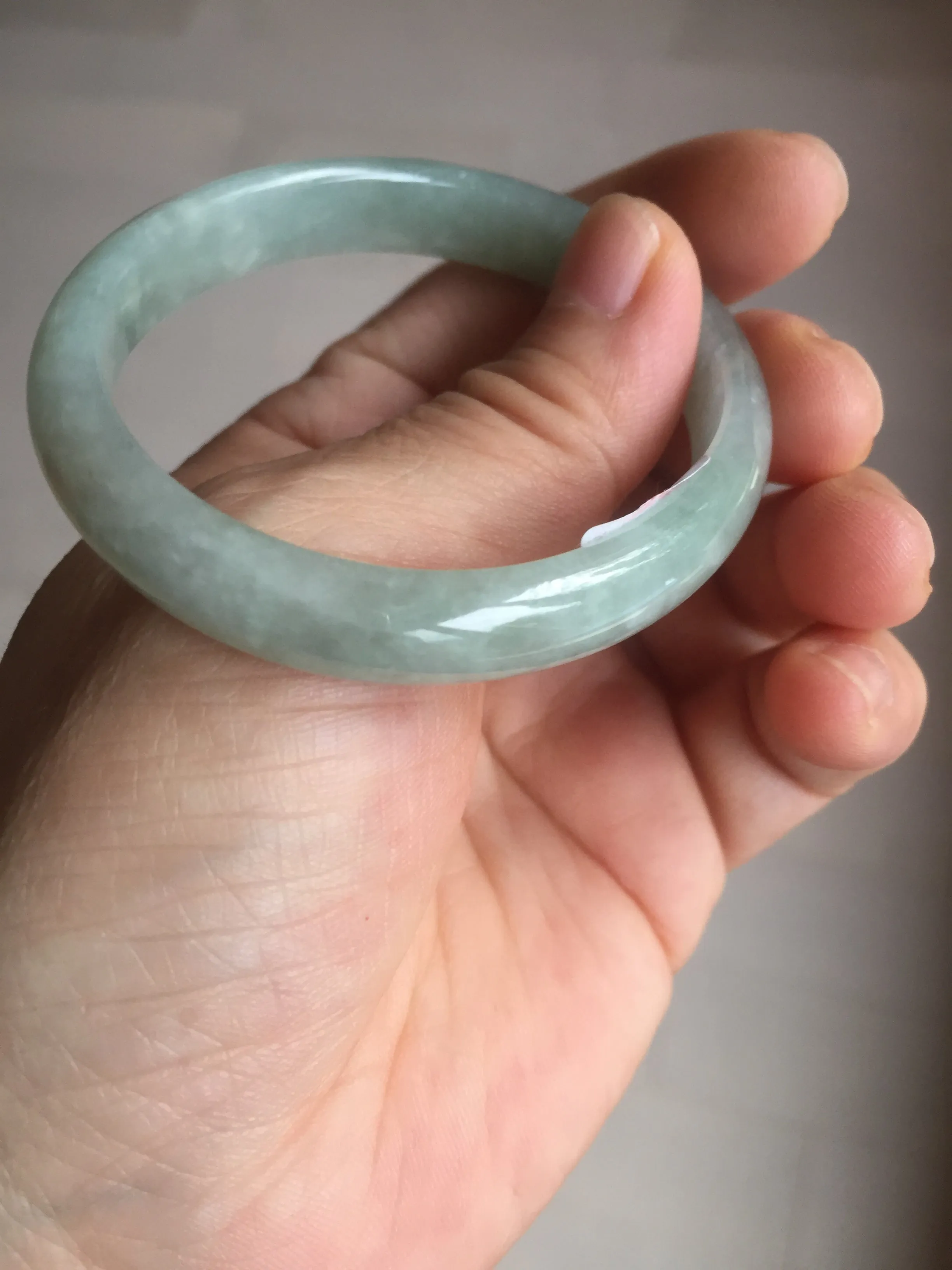 49mm certified Type A 100% Natural icy watery light green oval Jadeite Jade bangle BQ11-3802