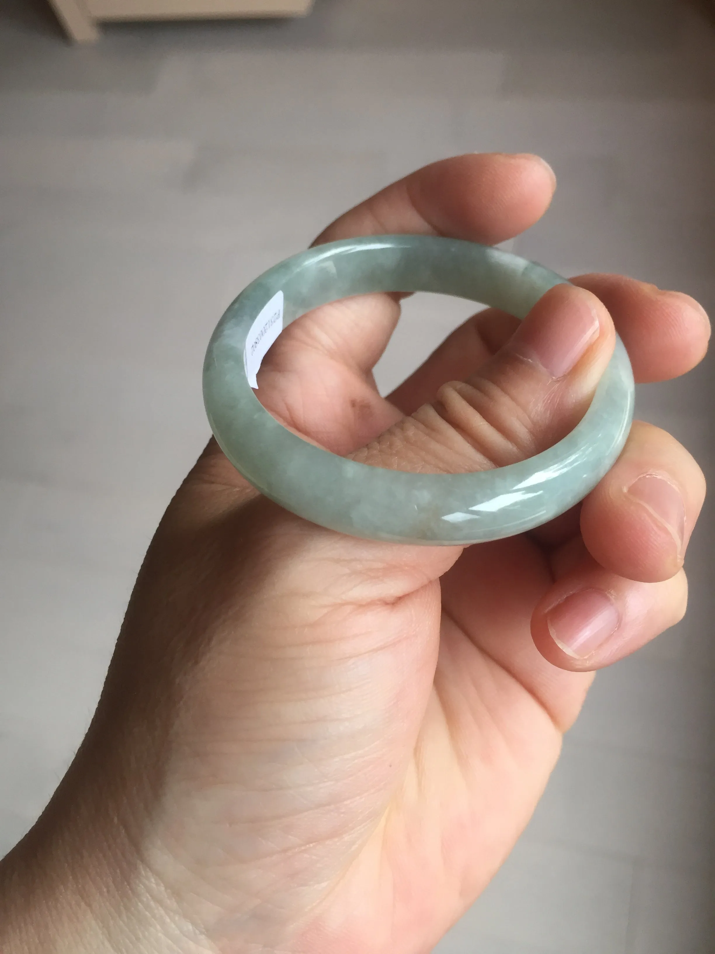 49mm certified Type A 100% Natural icy watery light green oval Jadeite Jade bangle BQ11-3802