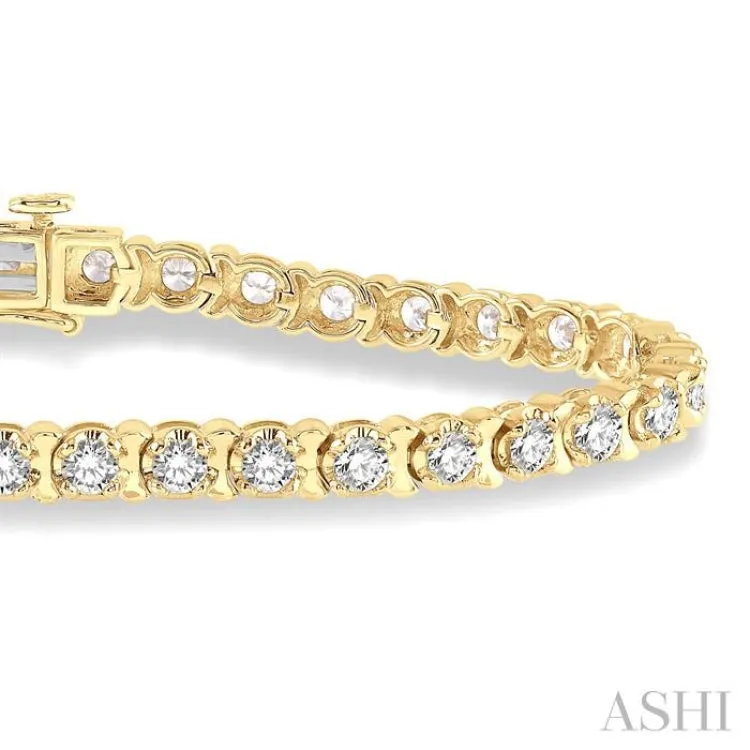 5 ctw Round Cut Diamond Tulip Bracelet in 14K Yellow Gold