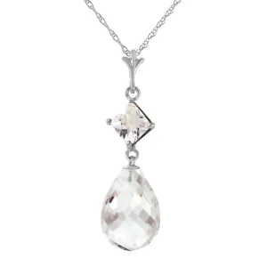 5.5 Carat 14K Solid White Gold Own Passage White Topaz Necklace