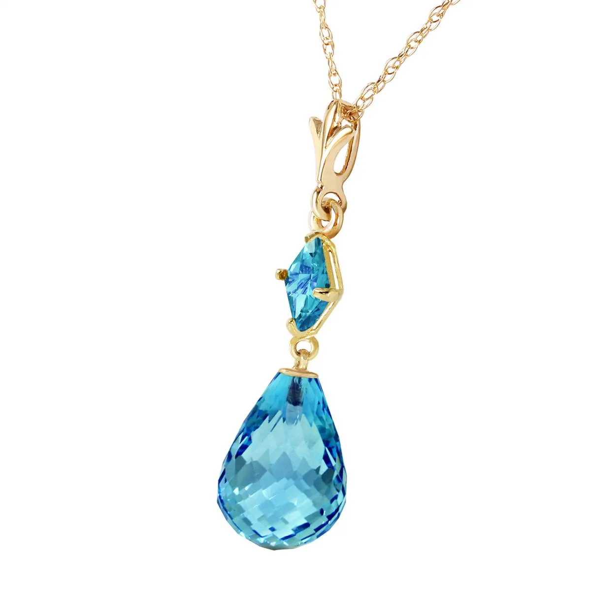 5.5 Carat 14K Solid Yellow Gold Adventurous Blue Topaz Necklace