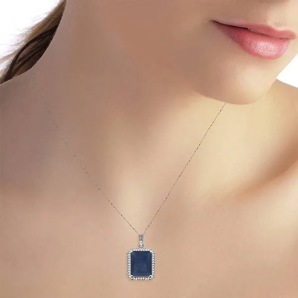 6.6 Carat 14K Solid White Gold Necklace Natural Diamond Sapphire