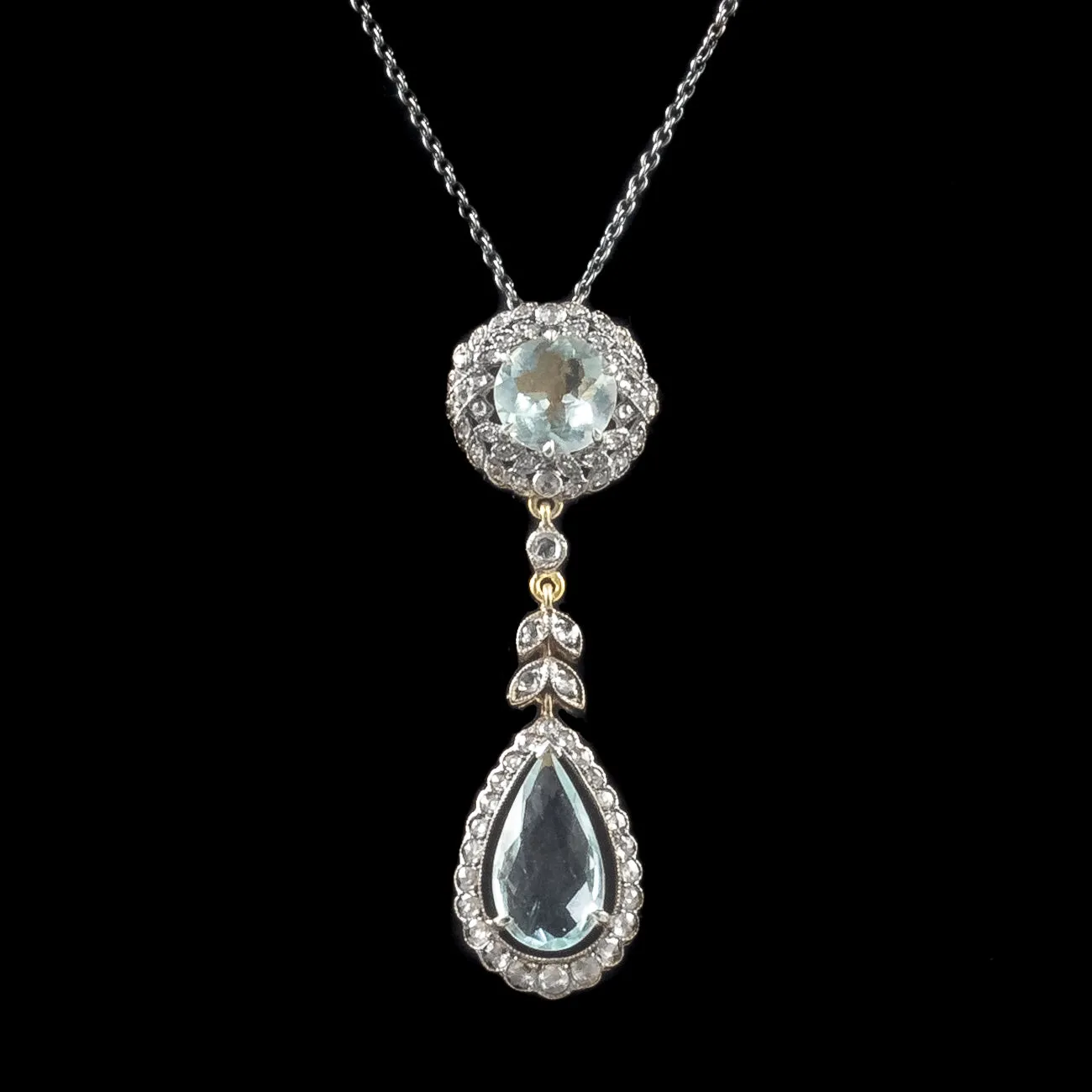 6Ct Aquamarine Diamond Pendant Necklace Silver 9Ct Gold