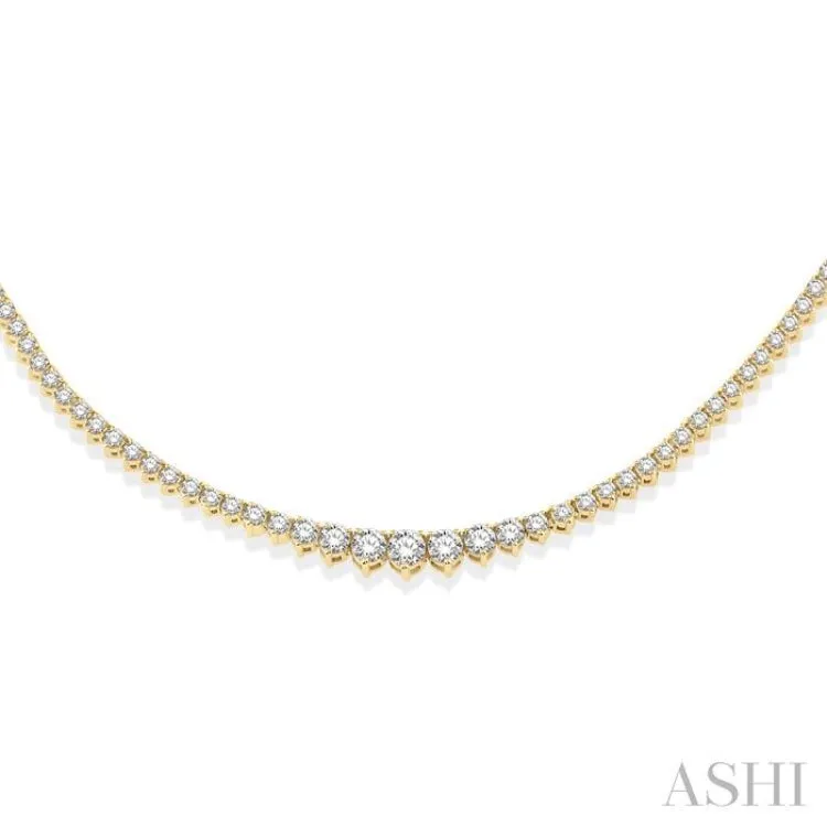 7 ctw Riviera Round Cut Diamond Necklace in 14K Yellow Gold