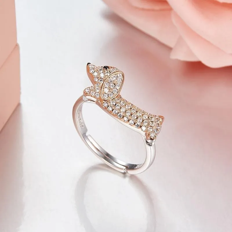 925 Sterling Silver Dachshund Ring