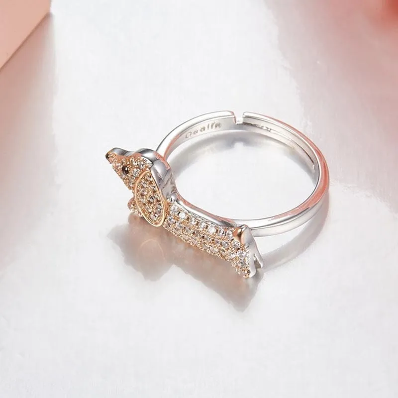 925 Sterling Silver Dachshund Ring