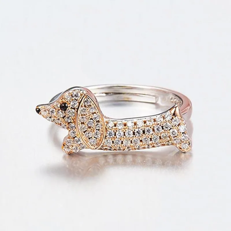 925 Sterling Silver Dachshund Ring