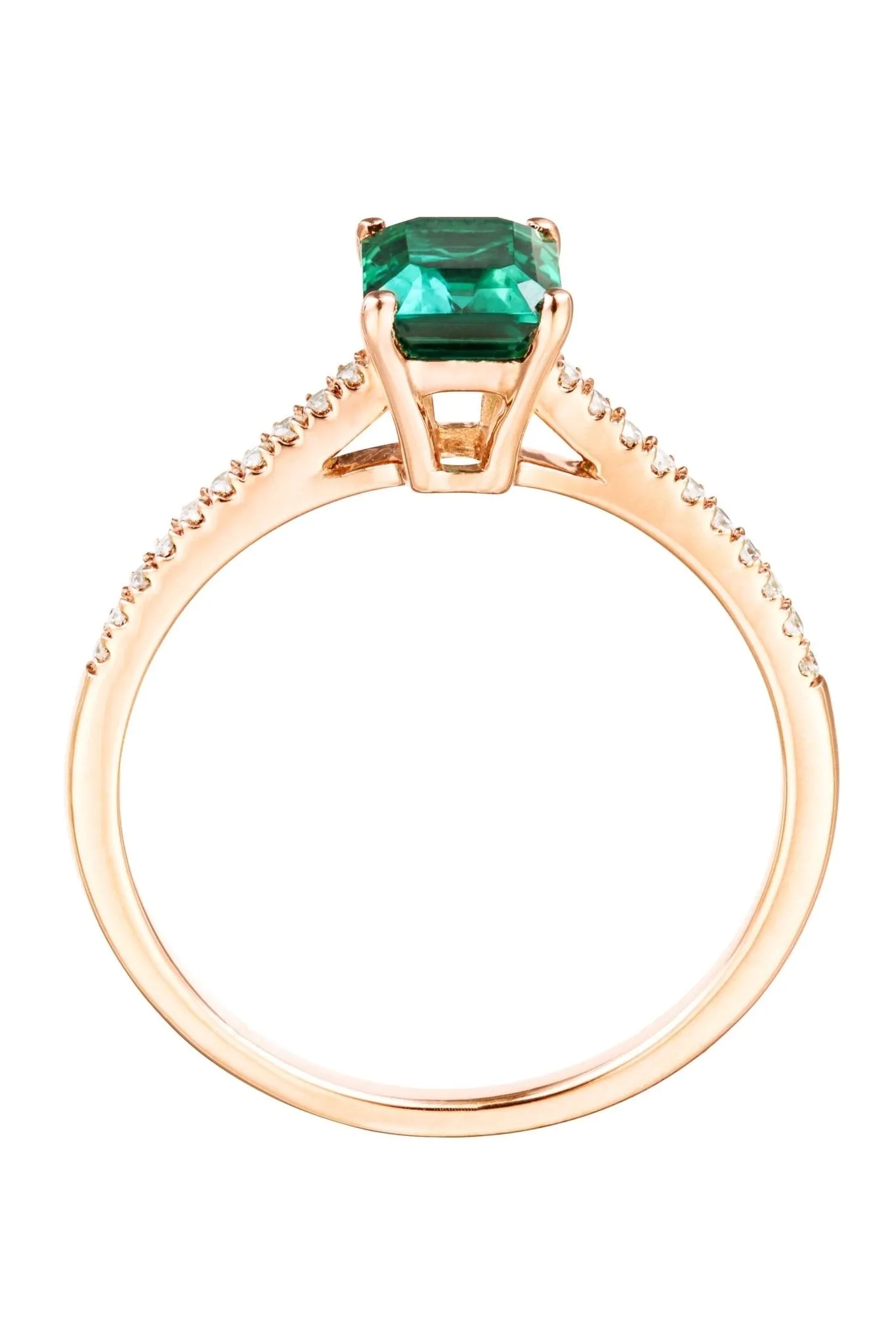 9ct Yellow Gold Created Emerald and Diamond Ring