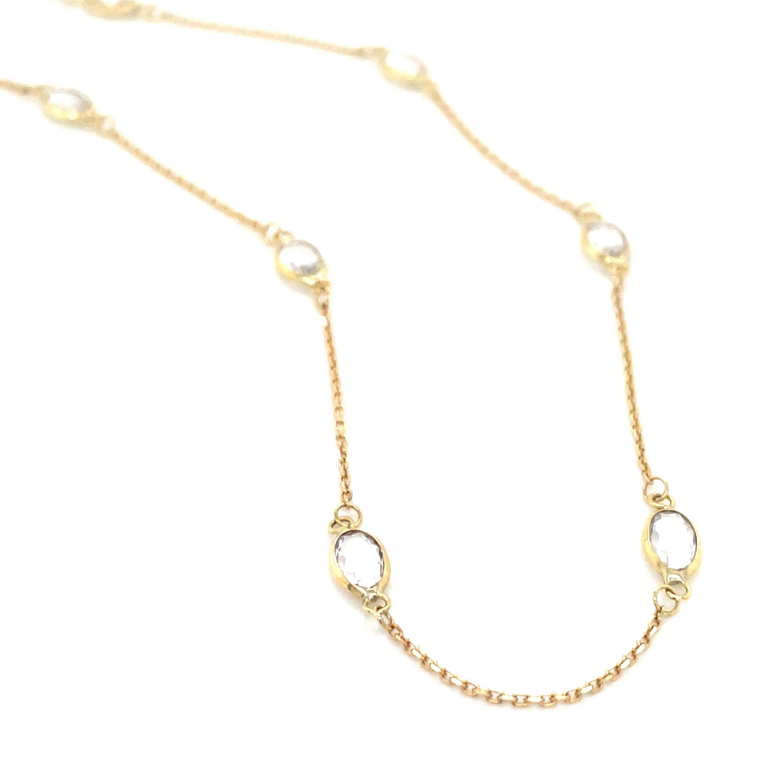 9ct Yellow Gold Rubover Oval Cz Necklace