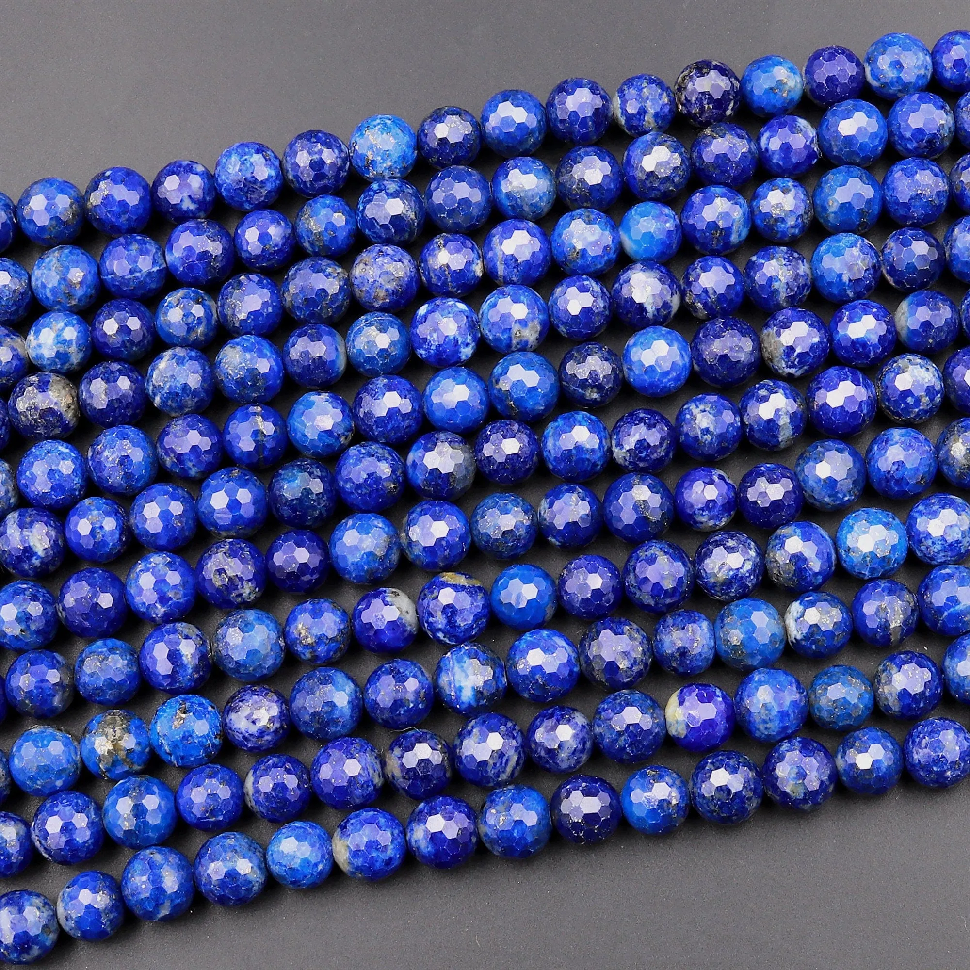 AAA Faceted Natural Blue Lapis 4mm 6mm 8mm 10mm Round Beads 15.5" Strand