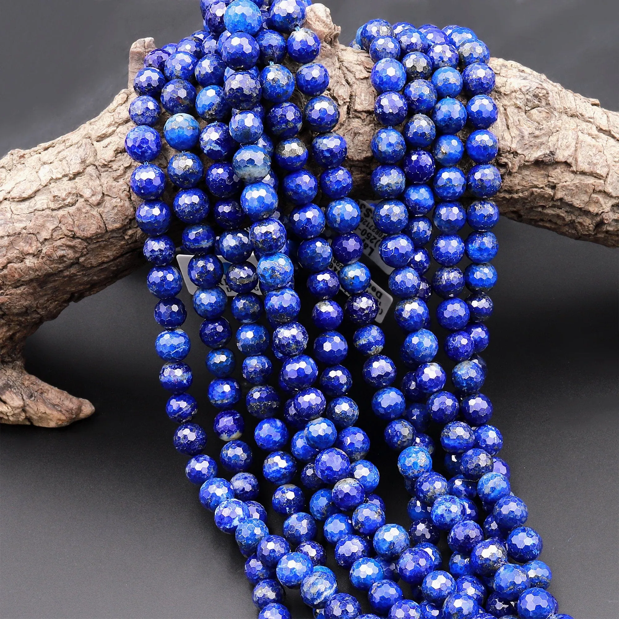 AAA Faceted Natural Blue Lapis 4mm 6mm 8mm 10mm Round Beads 15.5" Strand