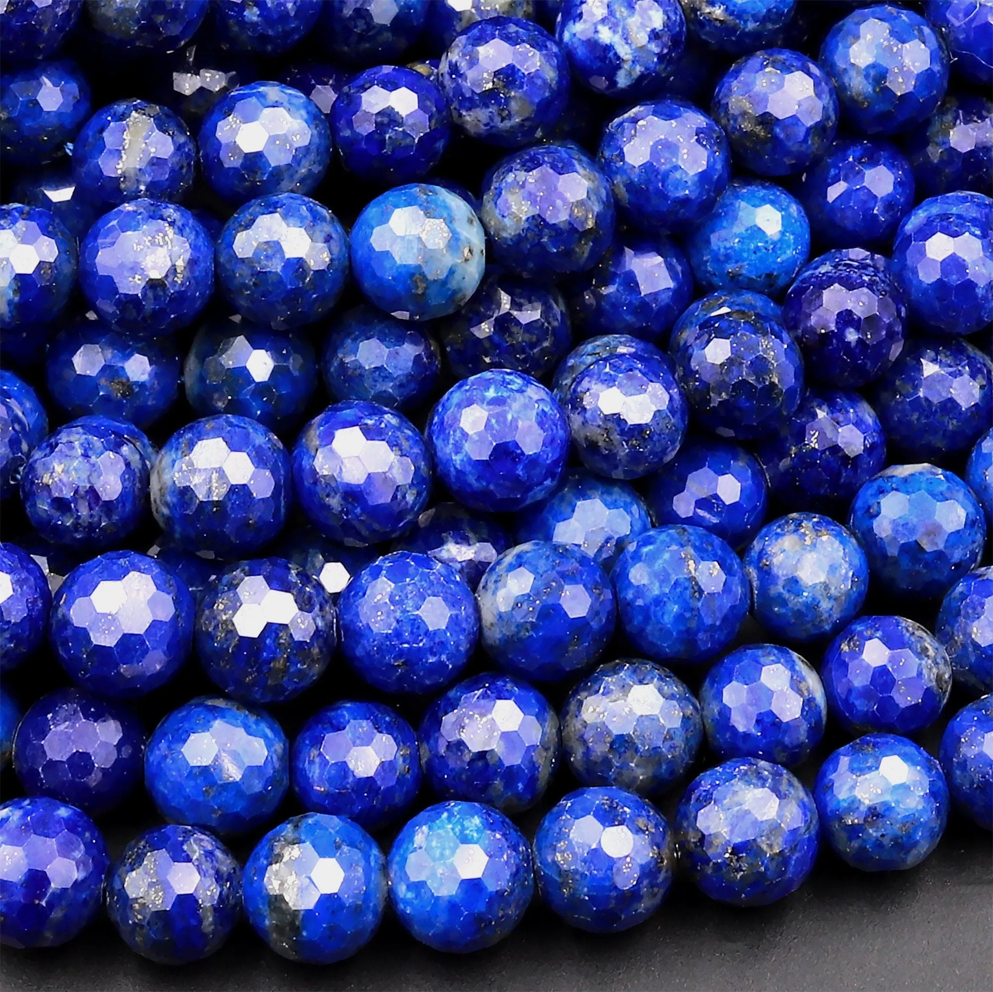 AAA Faceted Natural Blue Lapis 4mm 6mm 8mm 10mm Round Beads 15.5" Strand