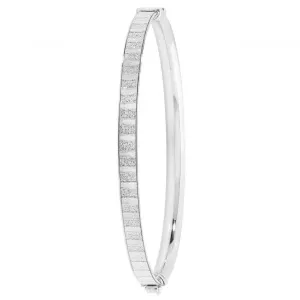 Acotis Silver Bangle Oval Moondust Hinged G4340