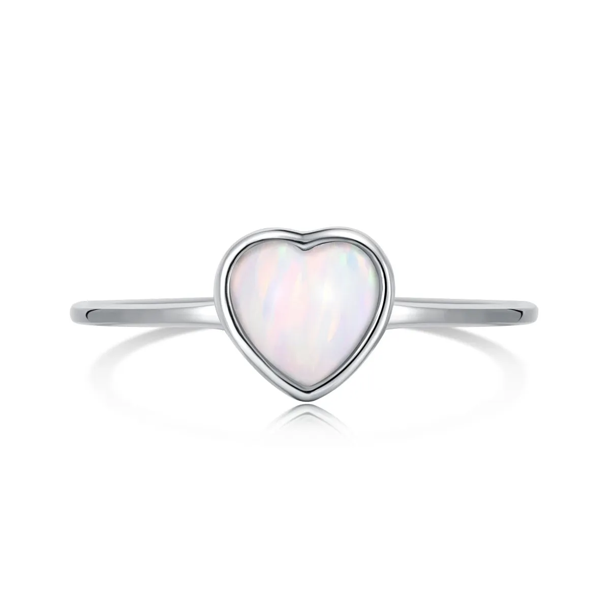 Adjustable Dainty Heart Opal Promise Ring