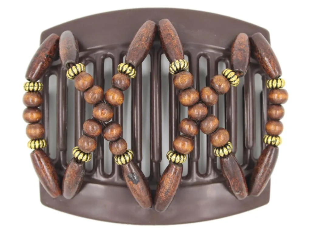 African Butterfly Thick Hair Comb - Beada Brown 181