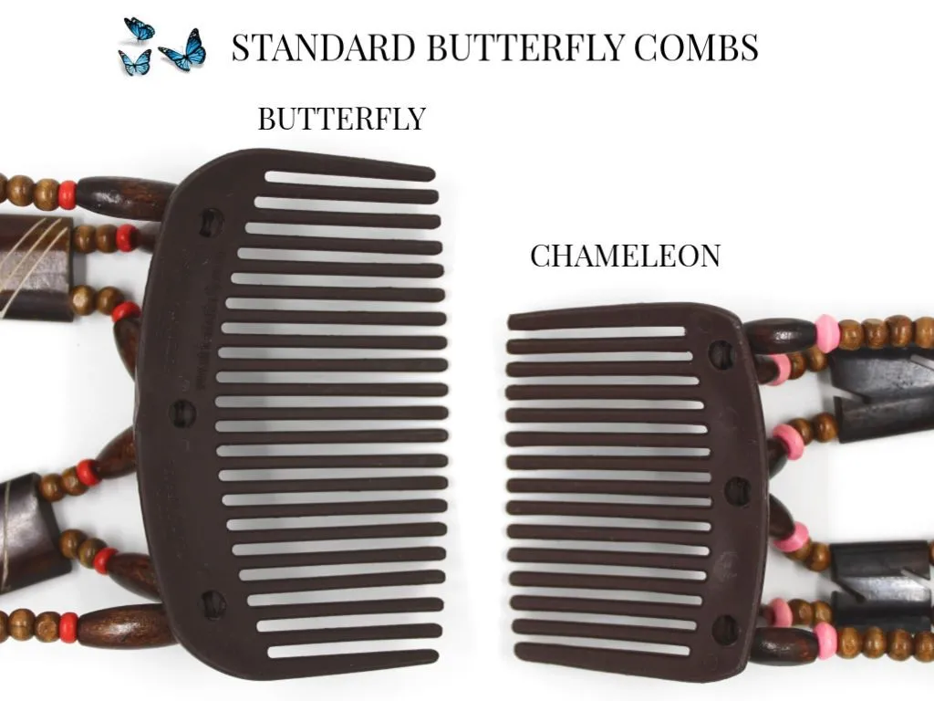 African Butterfly Thick Hair Comb - Beada Tube Black 59