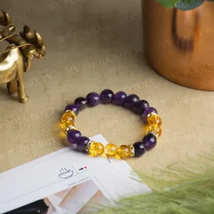 Amethyst & Citrine Natural Crystal Healing Bracelet