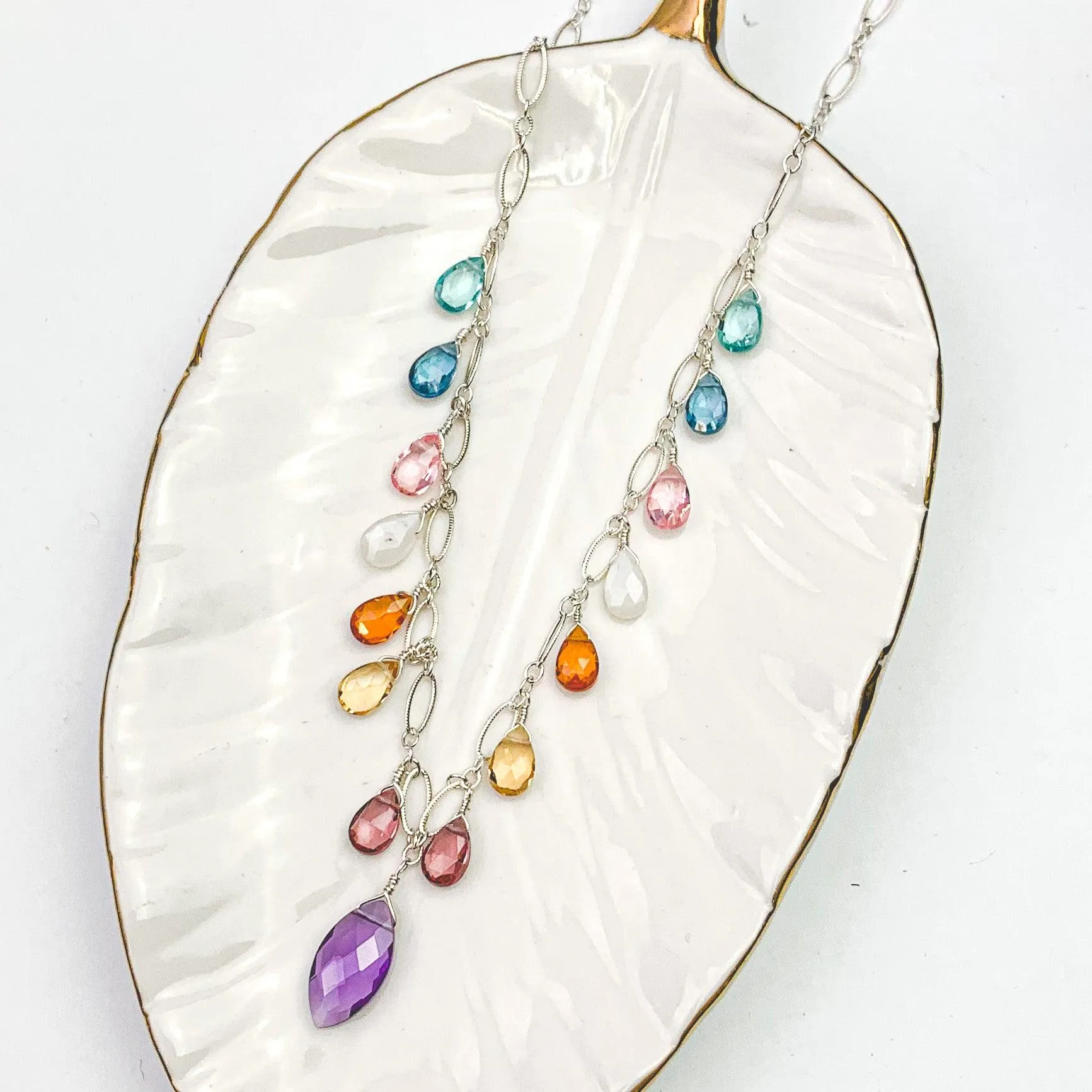 Amethyst and Colorful Drape Necklace