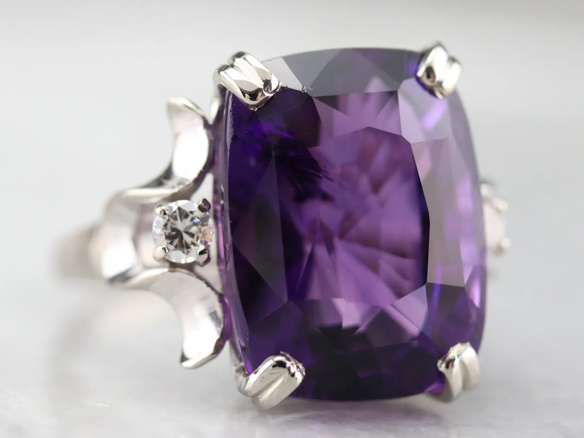 Amethyst and Diamond Cocktail Ring