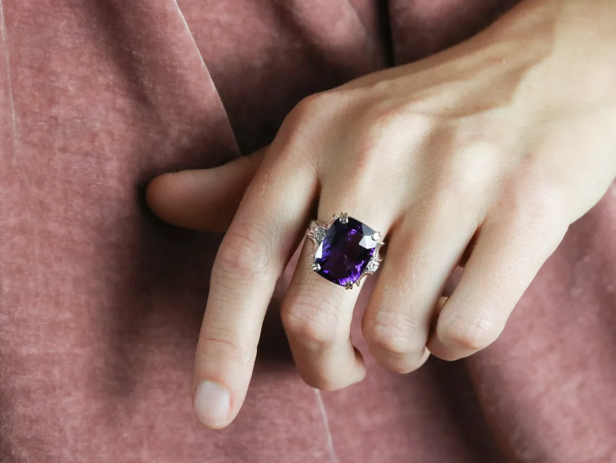 Amethyst and Diamond Cocktail Ring