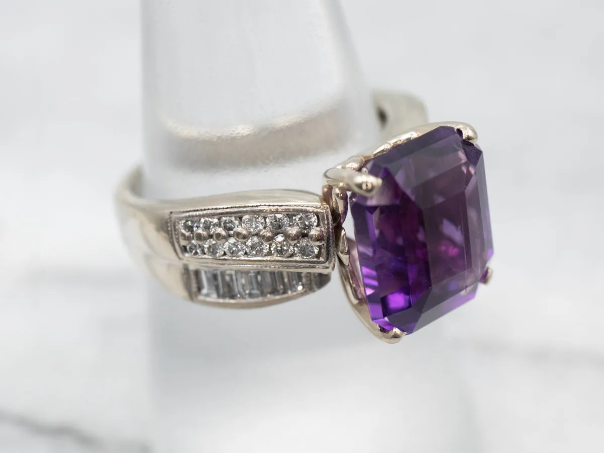 Amethyst and Diamond White Gold Cocktail Ring