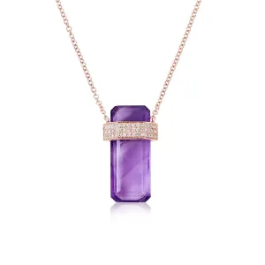 AMETHYST CRYSTAL NECKLACE WITH DIAMONDS