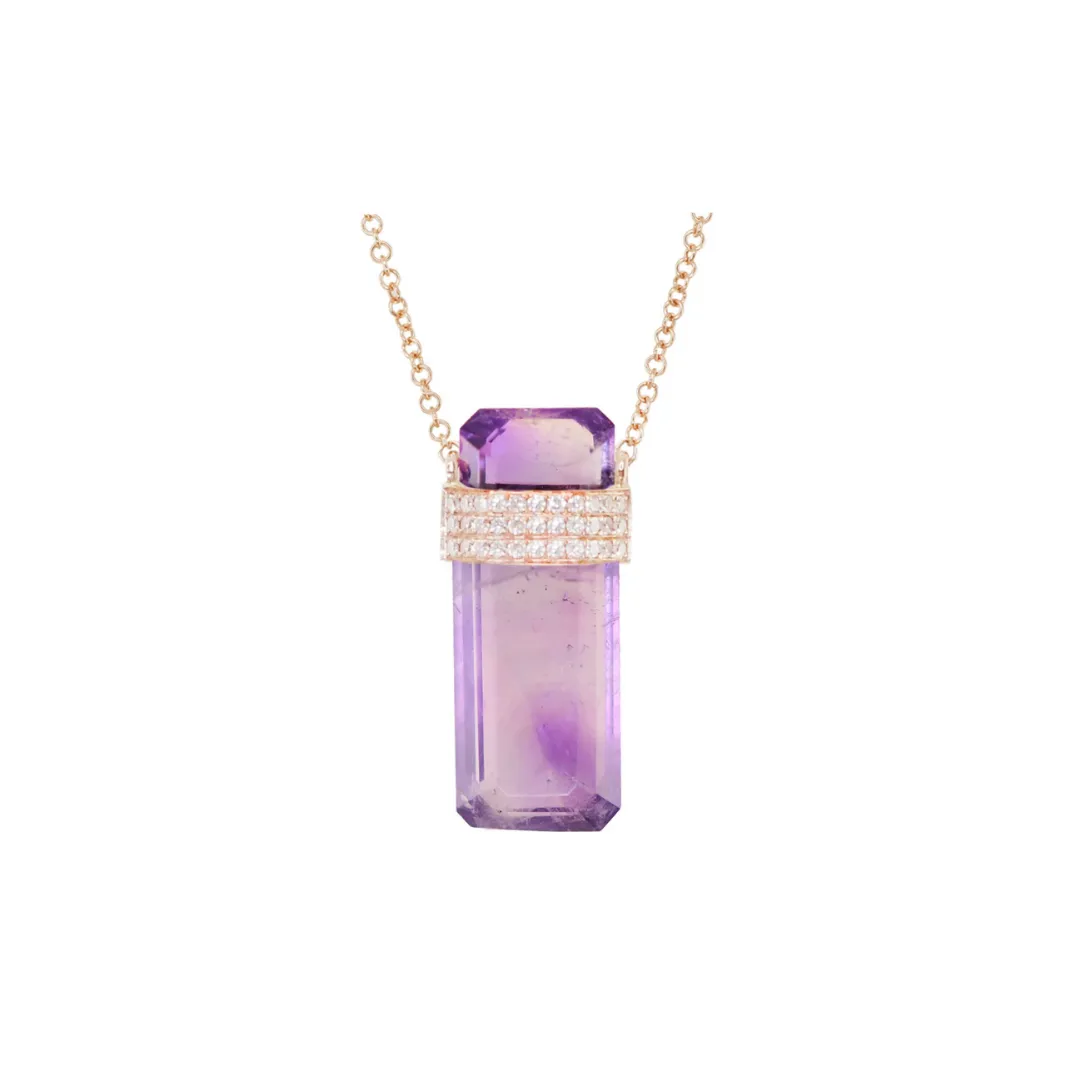 AMETHYST CRYSTAL NECKLACE WITH DIAMONDS