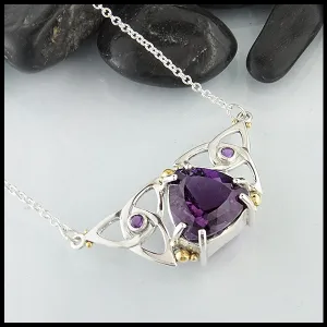 Amethyst Trinity Bar Necklace