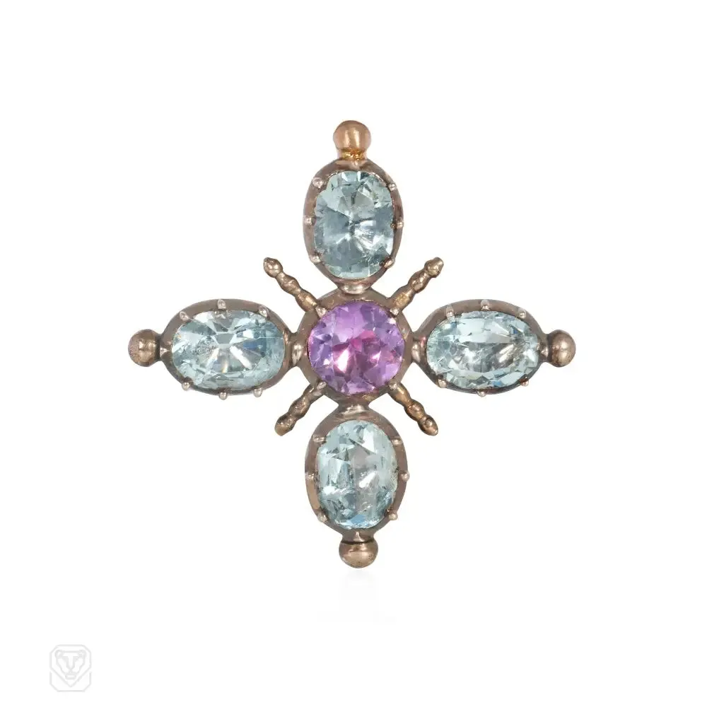 Antique amethyst and aquamarine demi-parure