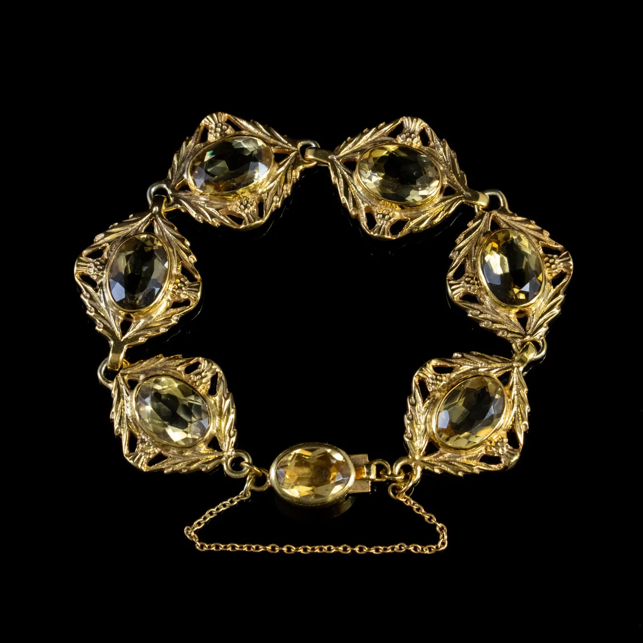 Antique Scottish Citrine Bracelet 18Ct Gold On Silver Victorian Circa 1880