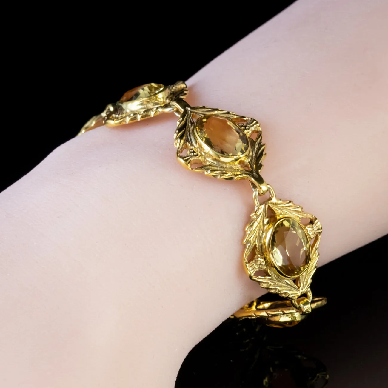 Antique Scottish Citrine Bracelet 18Ct Gold On Silver Victorian Circa 1880