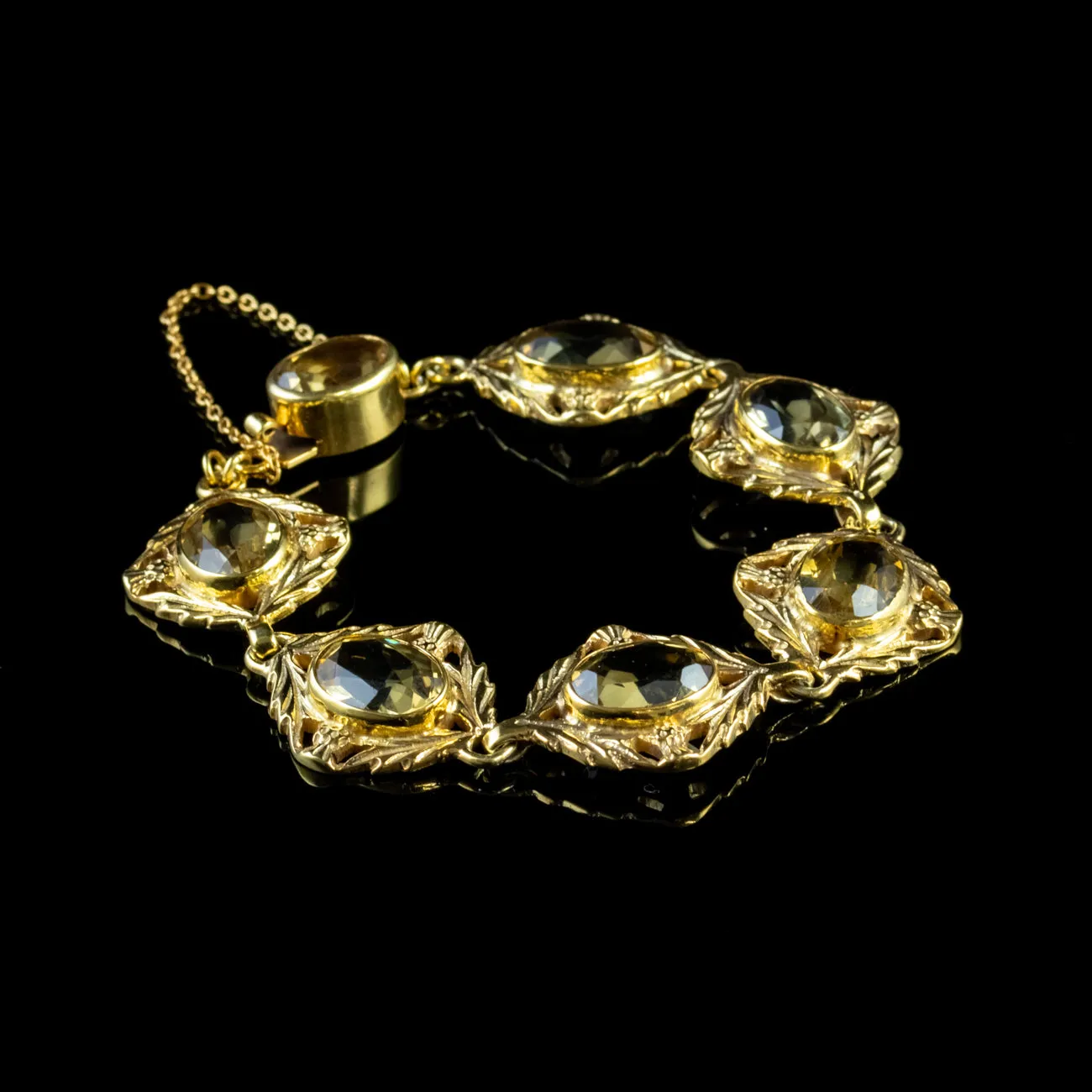 Antique Scottish Citrine Bracelet 18Ct Gold On Silver Victorian Circa 1880