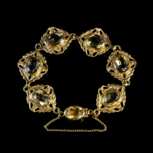 Antique Scottish Citrine Bracelet 18Ct Gold On Silver Victorian Circa 1880