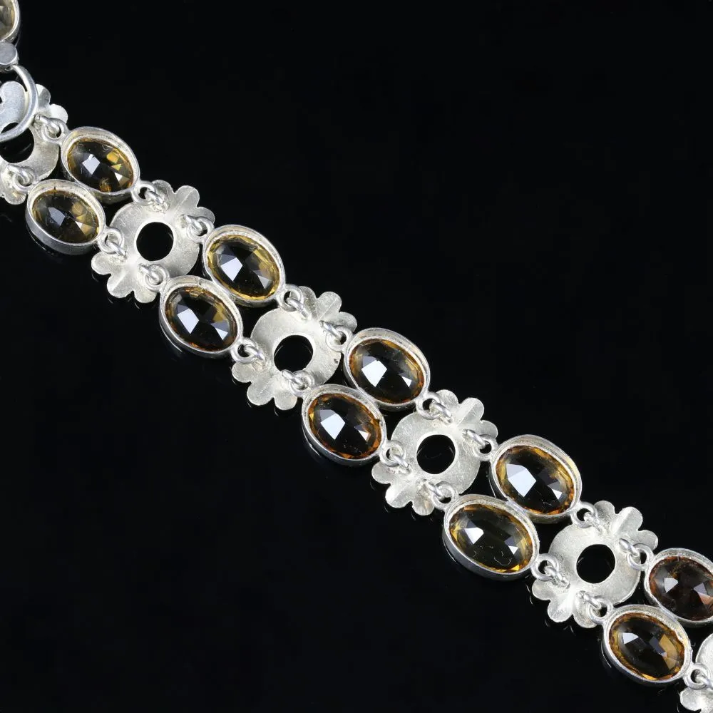 Antique Victorian Scottish Citrine Bracelet Silver Circa 1860