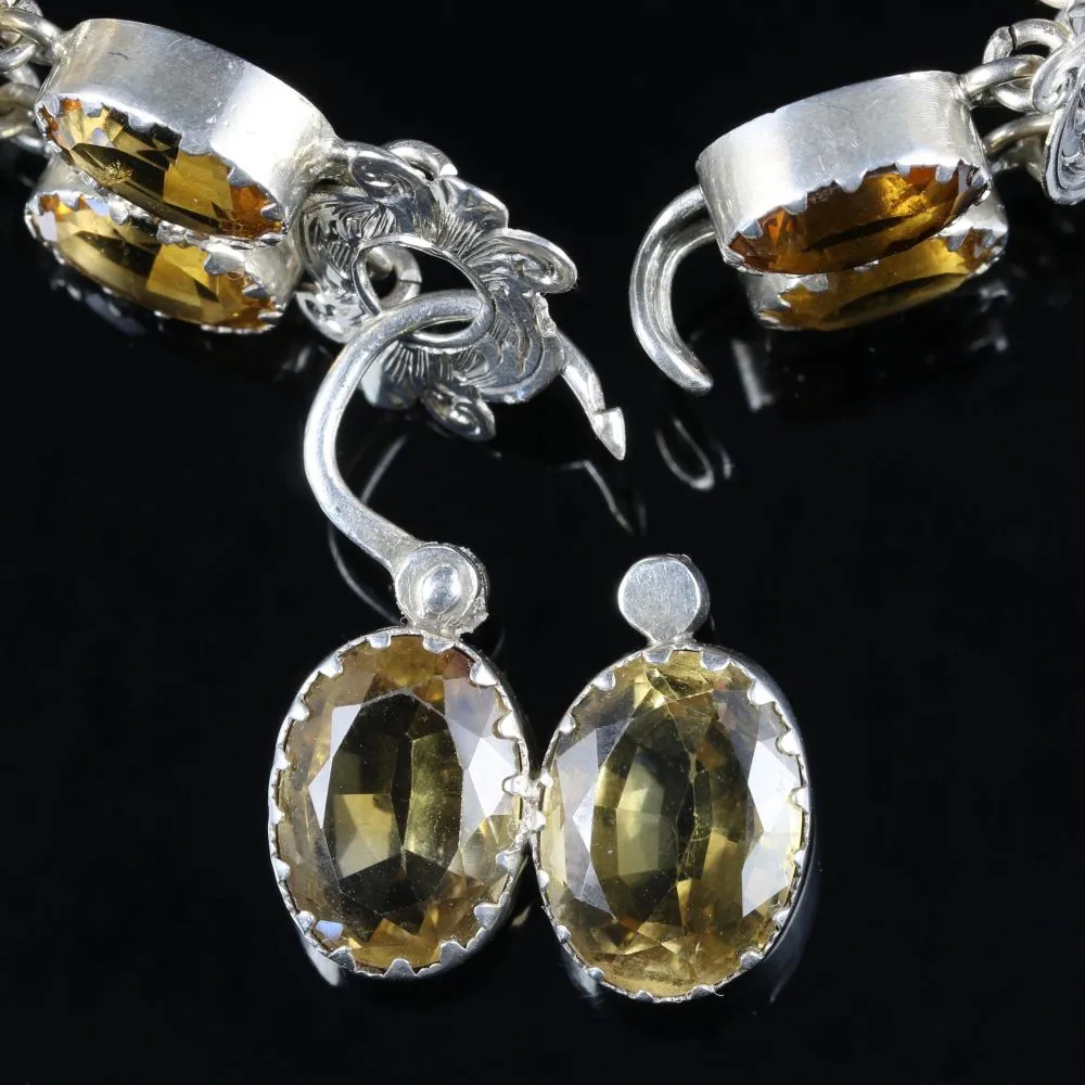 Antique Victorian Scottish Citrine Bracelet Silver Circa 1860