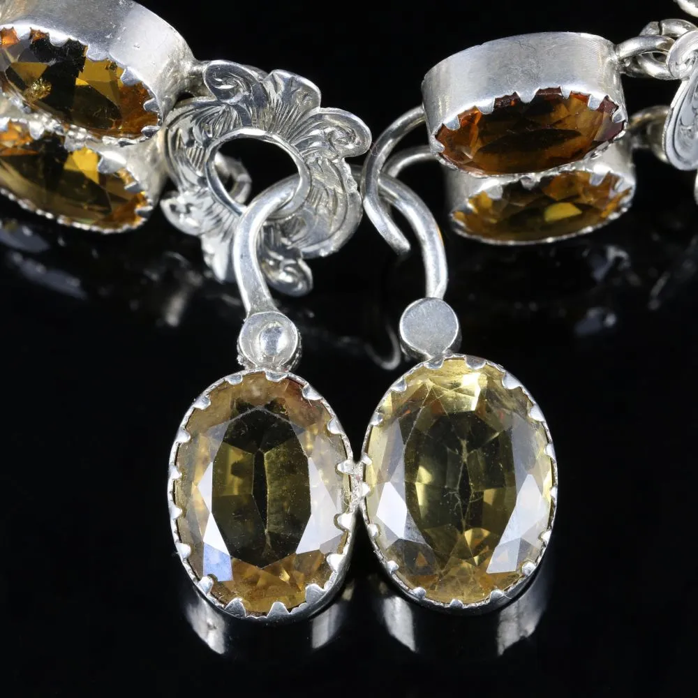 Antique Victorian Scottish Citrine Bracelet Silver Circa 1860