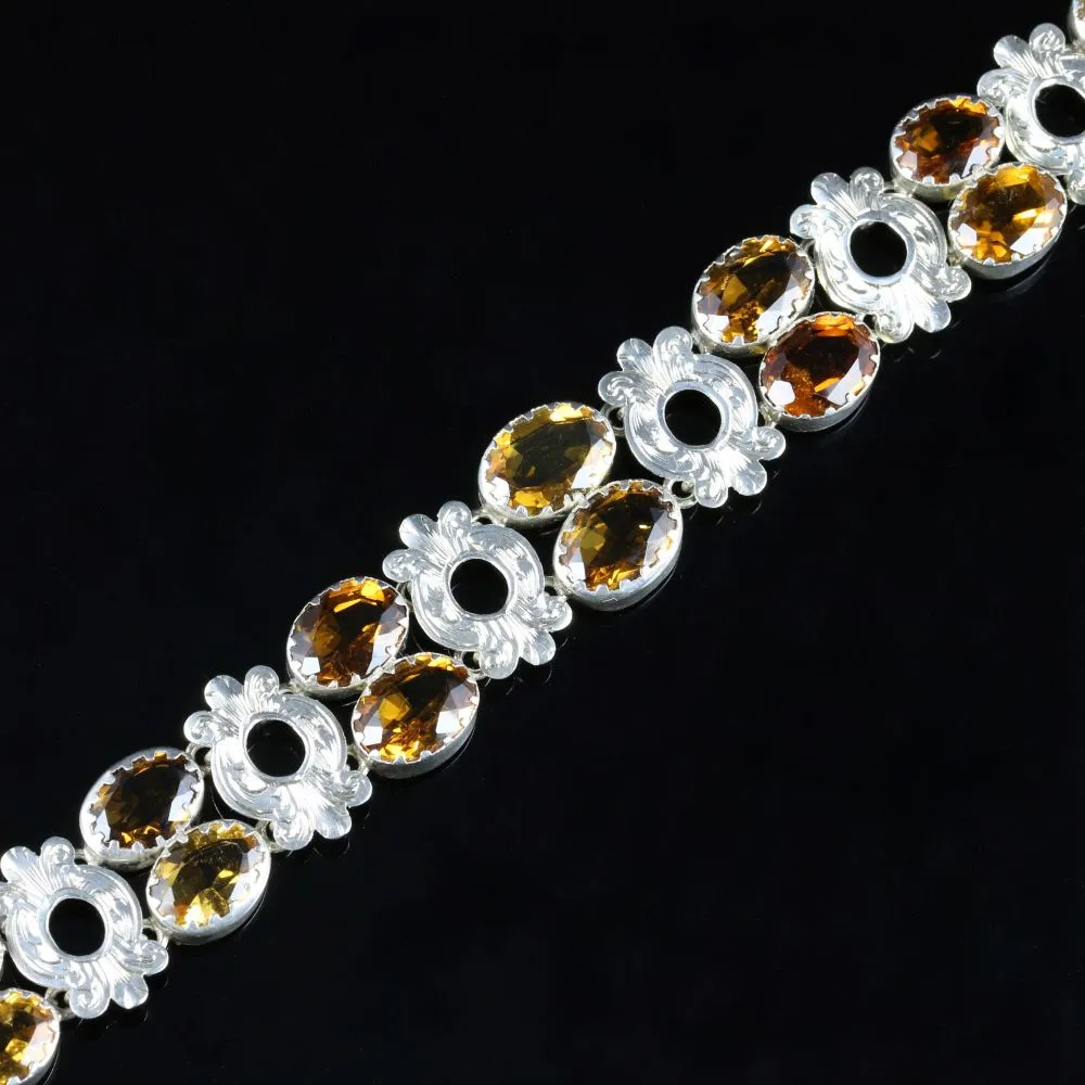 Antique Victorian Scottish Citrine Bracelet Silver Circa 1860