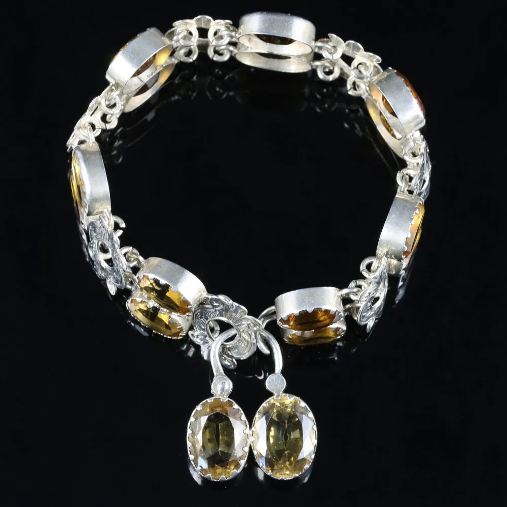 Antique Victorian Scottish Citrine Bracelet Silver Circa 1860