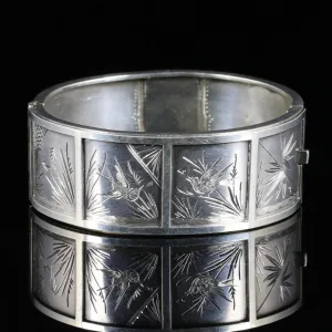 Antique Victorian Silver Bird Bangle Circa 1880