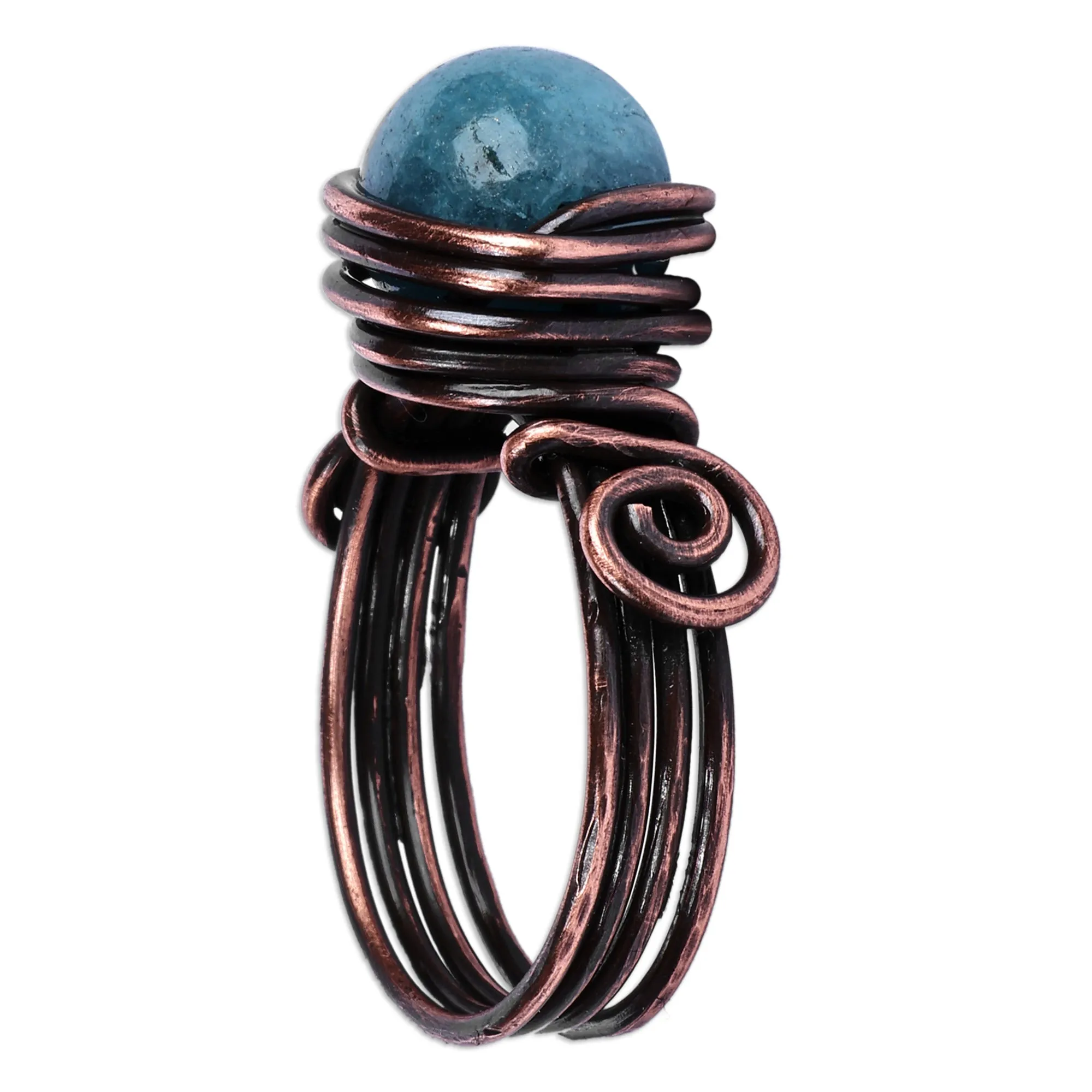 Antiqued Copper and Lapis Lazuli Single Stone Ring - Magnificent Core | NOVICA