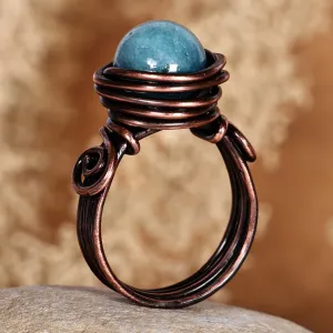 Antiqued Copper and Lapis Lazuli Single Stone Ring - Magnificent Core | NOVICA