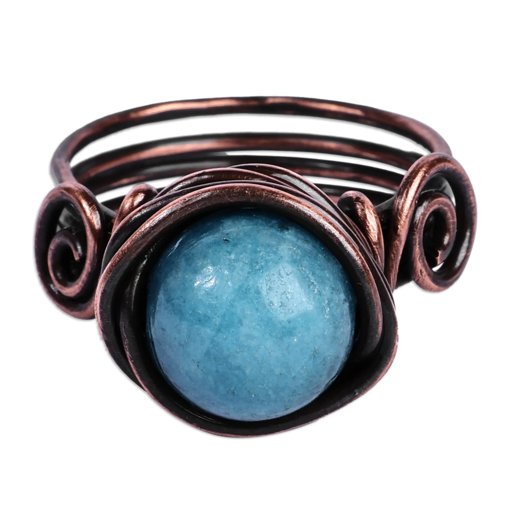 Antiqued Copper and Lapis Lazuli Single Stone Ring - Magnificent Core | NOVICA